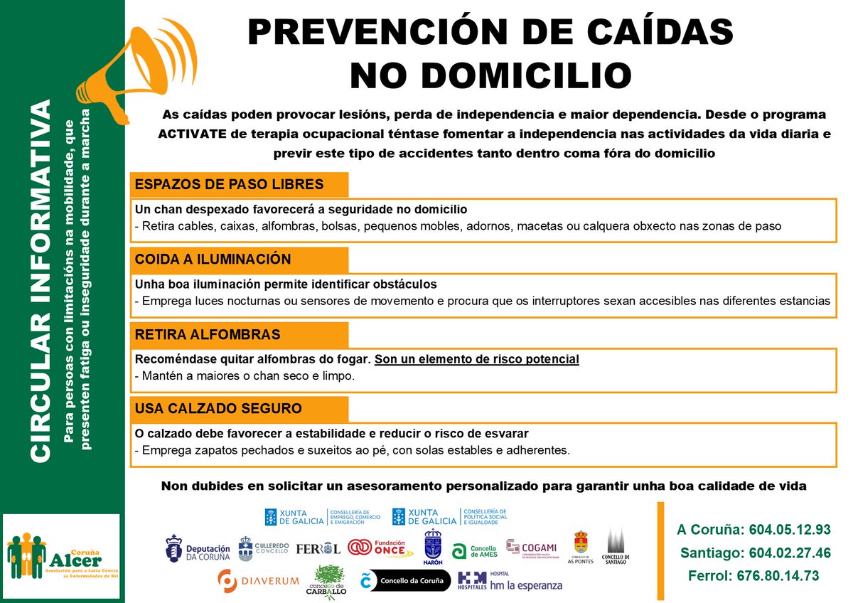 alcercoruna84's tweet photo. ℹ 𝗜𝗡𝗙𝗢 |  🌡 Prevención de caídas no domicilio!

👉 Unha caída pode ter consecuencias importantes, pero moitas situacións de risco poden previrse.

#Alcer #AlcerCoruña #PrevenciónCaídas #Fragilidad #EnfermedadRenalCrónica #TerapiaOcupacional https://t.co/Fno8WVjVUd