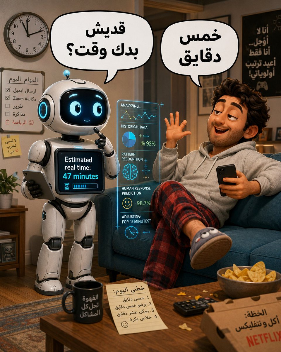 ArabTech_AI's tweet photo. لما الذكاء الاصطناعي يكون فاهم العربي لما يق��ل خمس دقائق😂😂
وانتو كم ساعة عندكم الخمس دقائق؟🥹 https://t.co/P2Qxi5h2h5