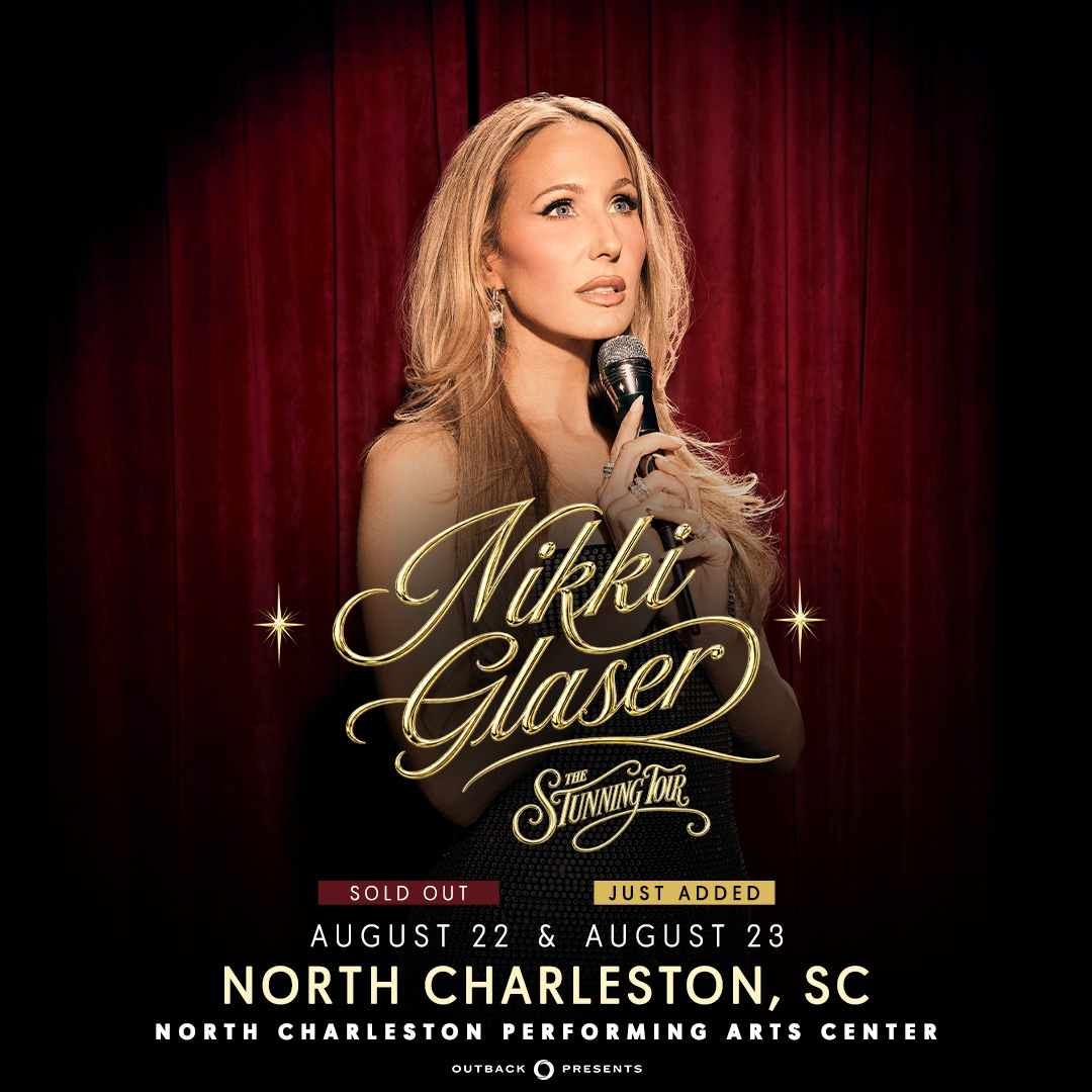 NChasColiseum's tweet photo. THIS WEEKEND! Nikki Glaser is bringing The Stunning Tour to the North Charleston PAC. For all #KnowBeforeYouGo information, click the link in our bio. Limited tickets still available here โก๏ธ https://t.co/yLMY5phsbt https://t.co/xX0pdVIl04