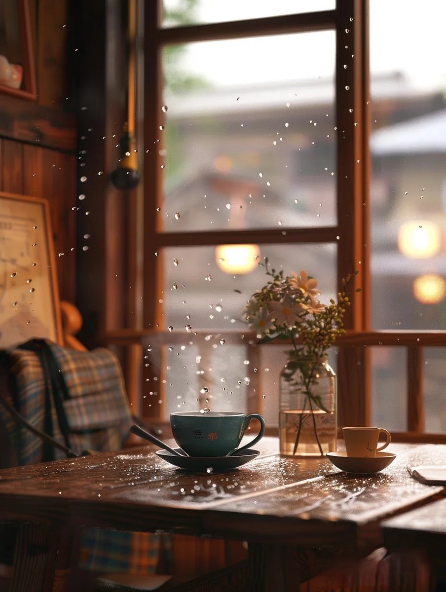 Brittaneyybee's tweet photo. Sipping iced latte while watching soft rain tap the window — perfect little slow moment to wrap up the busy week. ， https://t.co/eQ4VQUhO7A