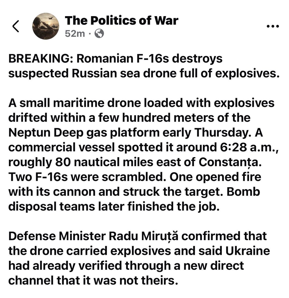 LOrion's tweet photo. #UKRAINE Oh yeah FOUND NEW FB PAGE.. go see 
#Romania destroys #Russian  #seadrone filled with explosives.. 
SO THATS AN ARTICLE 5 Right? @NATO  @UKRinNATO @USArmyEURAF @USNATO @AdamKinzinger @KyivIndependent @Maks_NAFO_FELLA @Gerashchenko_en @United24media https://t.co/SSm3AjUSNM