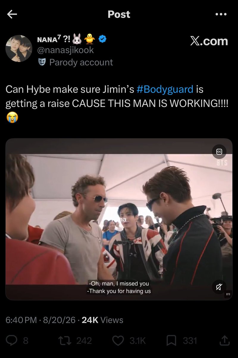 tkkslore's tweet photo. 3k likes for this bs when jungkook is just walking and existing...no respect for him whatsoever,they only see him as their 30 yr old fragile omega's protector https://t.co/8yMNLk0mIf