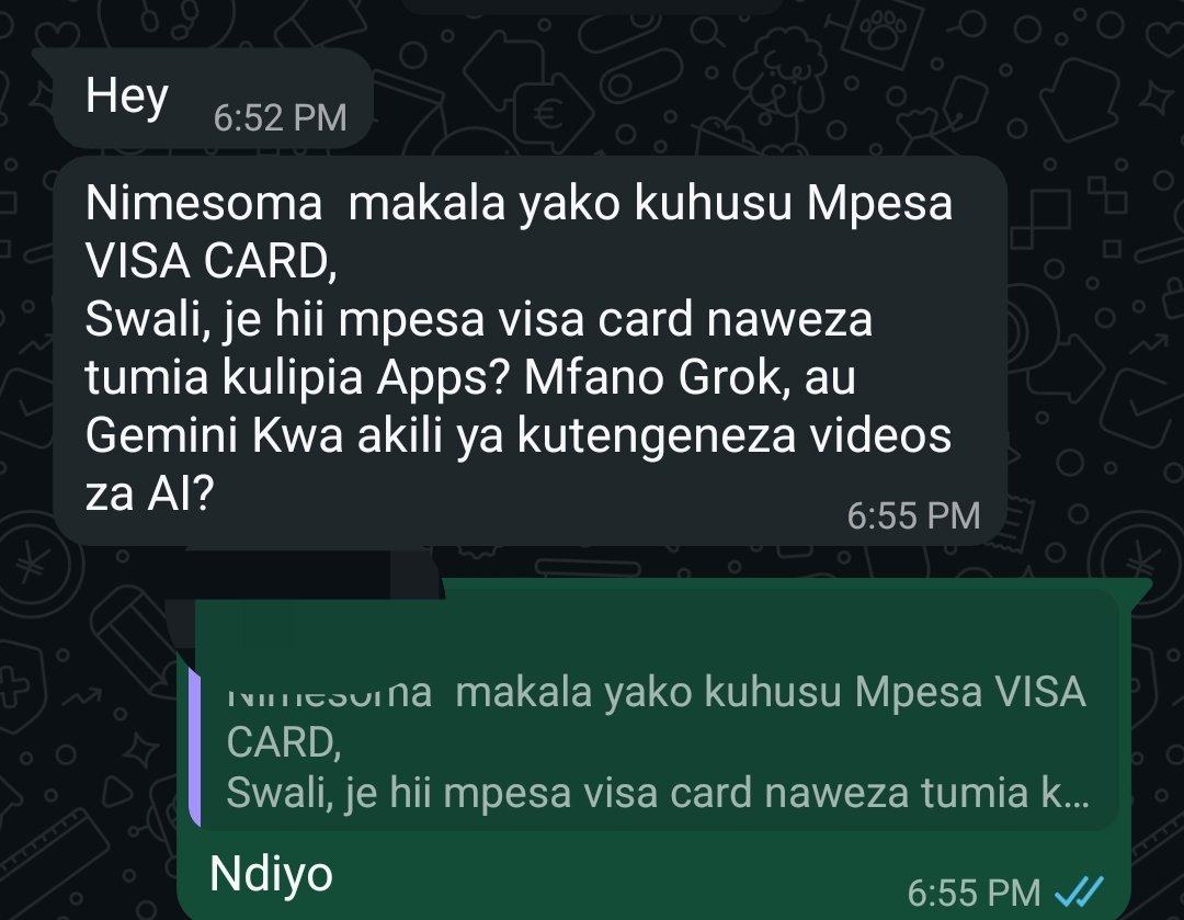 AnthonyDCharles's tweet photo. M-Pesa Visa Card unaweza kuitumia kulipia subscription mbali mbali online. 

Uzuri hauwezi kukatwa automatically, maana pesa itakuwa M-Pesa tofauti na Card zingine

Jinsi ya kuitengeneza hatua kwa hatua, ruka na hii makala: https://t.co/dxEfzkW64F https://t.co/Sc9VUu6KTx