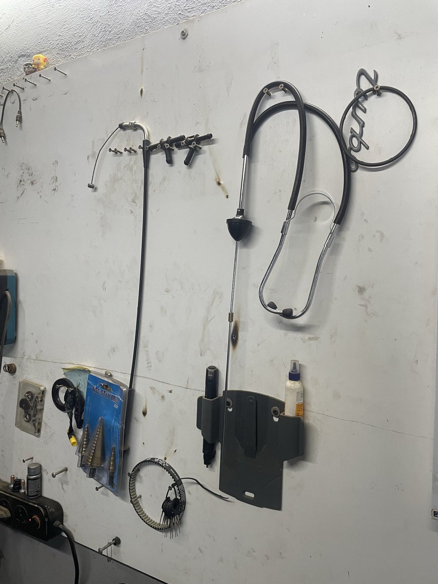 kivirooo's tweet photo. A stethoscope on the wall because engines have heartbeats too. https://t.co/Pp2kYmlIqW
