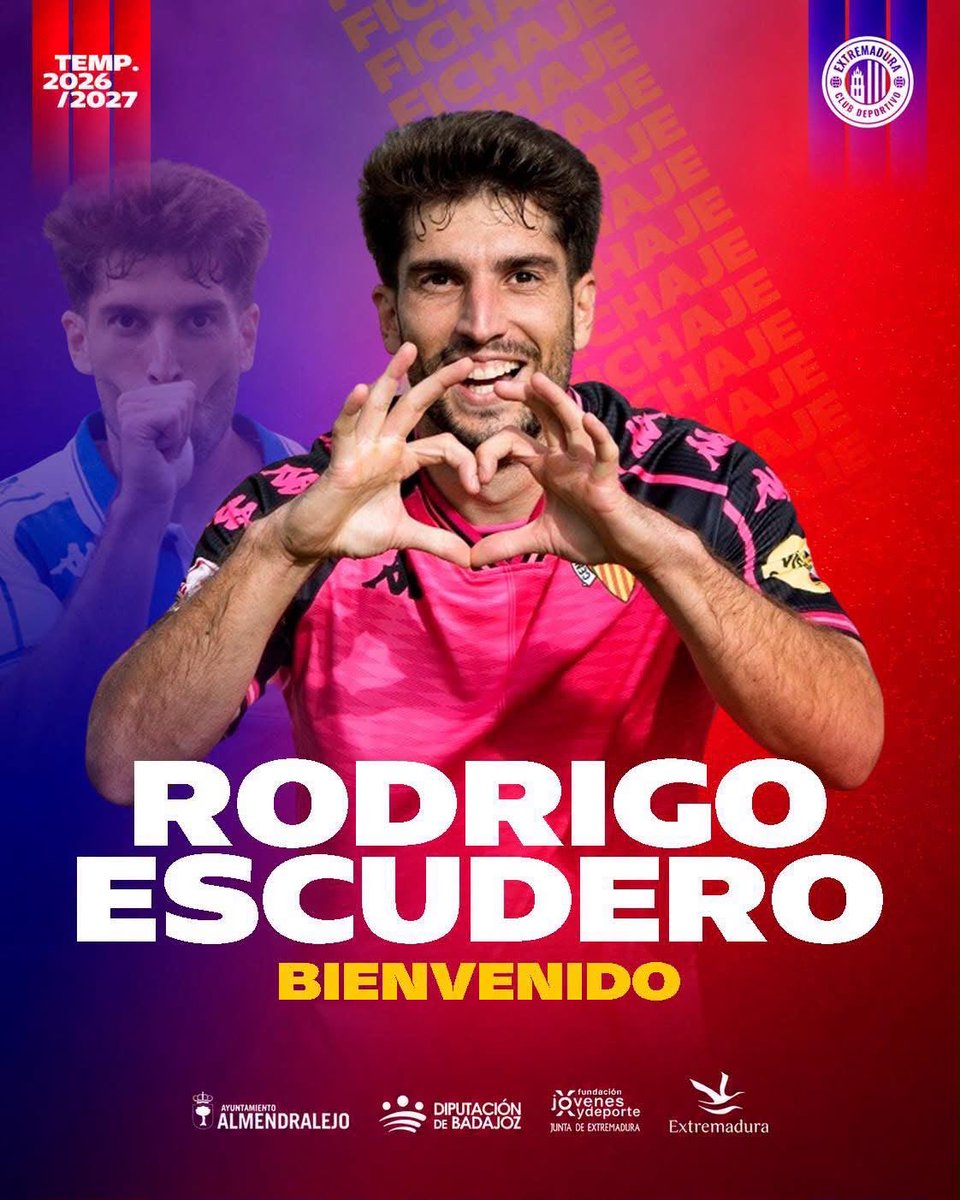 copealmendralej's tweet photo. ⚽️ ÚLTIMA HORA: El Extremadura hace oficial el fichaje del delantero Rodrigo Escudero, que llega procedente del Sabadell https://t.co/W2JTak6FX3