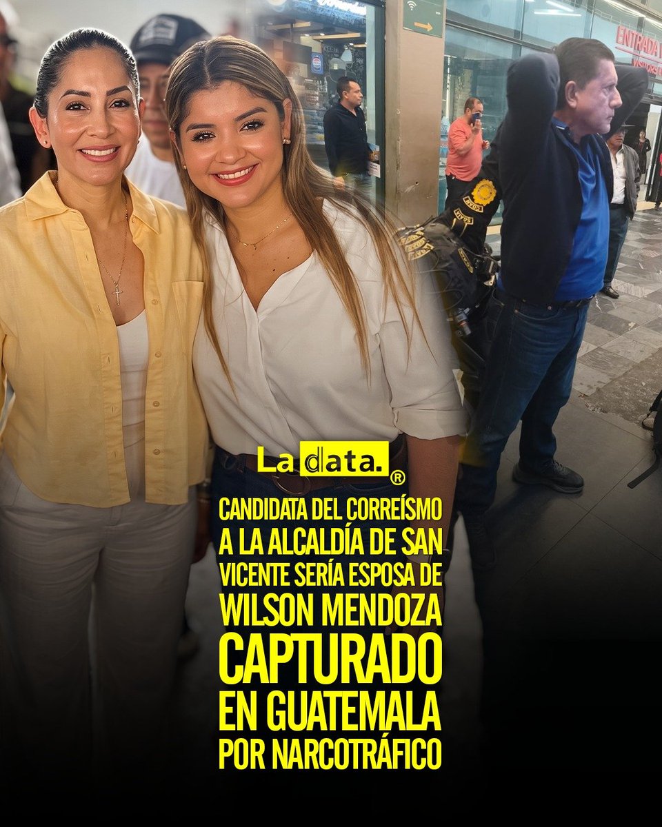ladataec's tweet photo. #Tendencia ​Candidata del correísmo a la alcaldía de San Vicente sería esposa de Wilson Mendoza capturado en Guatemala por n4rcotráfico

La candidatura de Carolina Zambrano, aspirante a la alcaldía de San Vicente en Manabí cobijada por el correísmo ha quedado fuertemente cuestionada tras revelarse que sería esposa de Wilson Mendoza Barberán, un exfuncionario del gobierno corrupto de Rafael Correa.

Mendoza se desempeñó como presidente de la Corporación de Desarrollo de la Zona Norte de Manabí en 2008 y subsecretario regional de la Demarcación Hidrográfica de Manabí en 2011, quien fue detenido en el aeropuerto internacional La Aurora de Guatemala acusado de conspiración para exportar coc4ína hacia Estados Unidos.

@ladataec 👈

#ladata #TendenciaPolítica #CarolinaZambrano #Correísmo