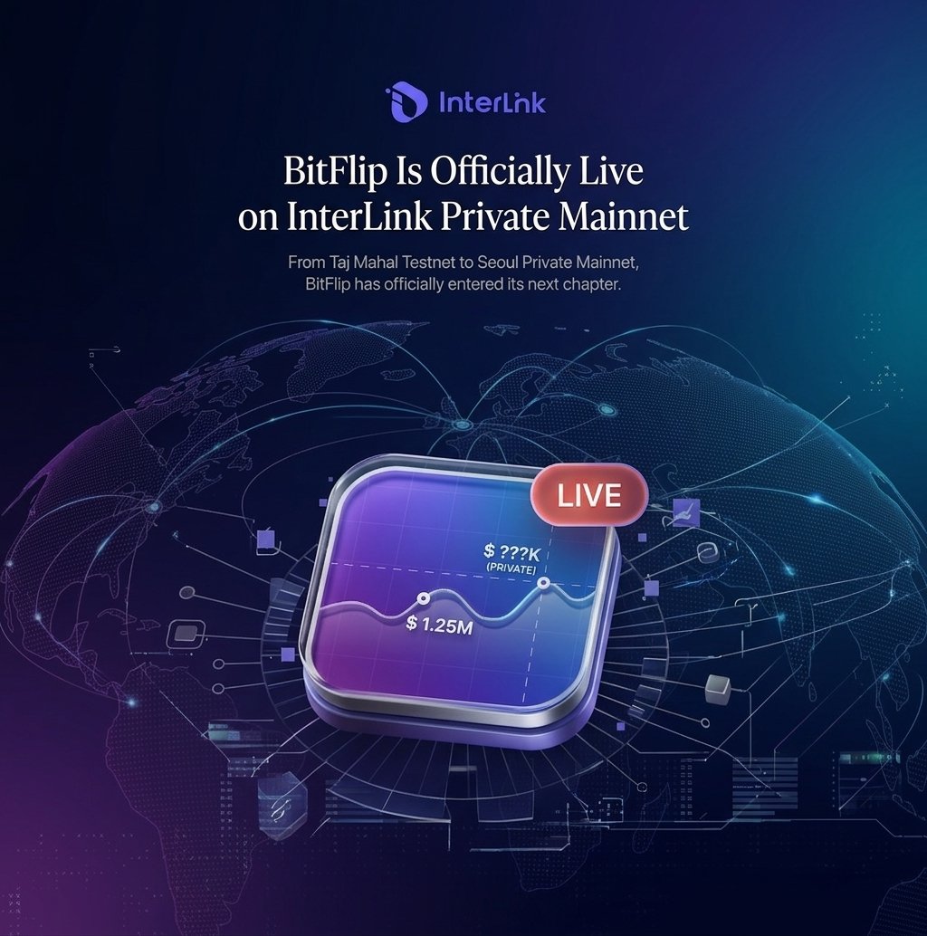 Apon09476342's tweet photo. BitFlip is officially LIVE on InterLink Private Mainnet! From Taj Mahal Testnet to Seoul Mainnet—on-chain BTC price predictions are here. The ecosystem is expanding! 🚀
#InterLink #ITLG #ITL
@ArifAhmedITL @reina_itl @Dr_Picoin @kv_interlink @inter_link https://t.co/CNbWixFPLD