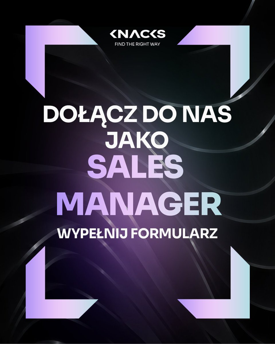 KnacksPro's tweet photo. Dołącz do KNACKS!

Rozwijamy nasz zespół i otwieramy rekrutację na stanowisko Sales Managera / Sprzedawcy.

Szukamy osoby, która dobrze odnajduje się w świecie sprzedaży, potrafi budować wartościowe relacje biznesowe i dostrzega potencjał tam, gdzie inni widzą tylko kolejną rozmowę.

Na tym stanowisku liczyć będzie się przede wszystkim samodzielność, inicjatywa i umiejętność prowadzenia procesu sprzedażowego od pierwszego kontaktu aż po finalizację współpracy.

Jeżeli potrafisz rozmawiać z klientami, negocjować, szukać nowych możliwości i masz ambicję, żeby realnie wpływać na rozwój biznesu - napisz do nas.

Dodatkowym atutem będzie znajomość branży gamingowej i esportowej.

Zainteresowany/a? Sprawdź szczegóły i wypełnij formularz zgłoszeniowy.

Link do formularza ➡️ https://t.co/BLaHffX3oe