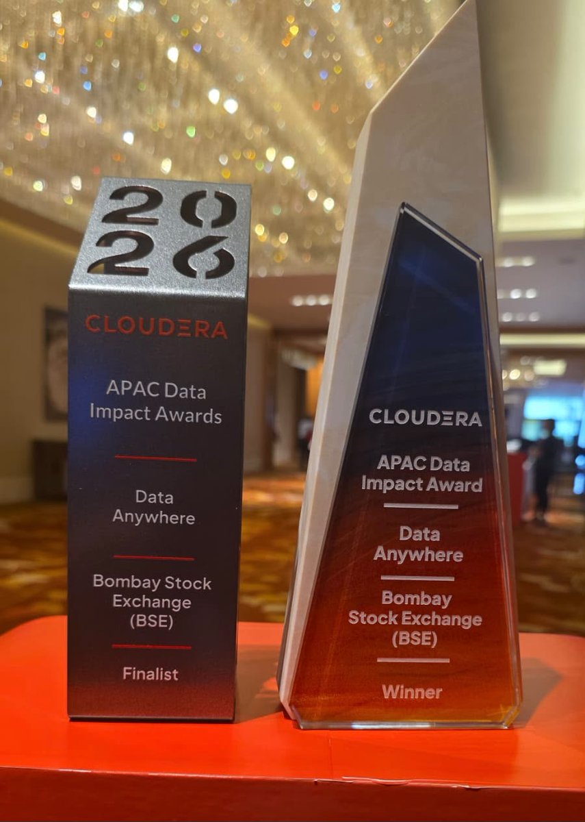 BSEIndia's tweet photo. BSE was recognised as a winner in the in the Data Anywhere Category by APAC Data Impact Awards for processing 6 to 7 billion trade and order records every day with zero pipeline failures over the past year. https://t.co/XrGc95llEO