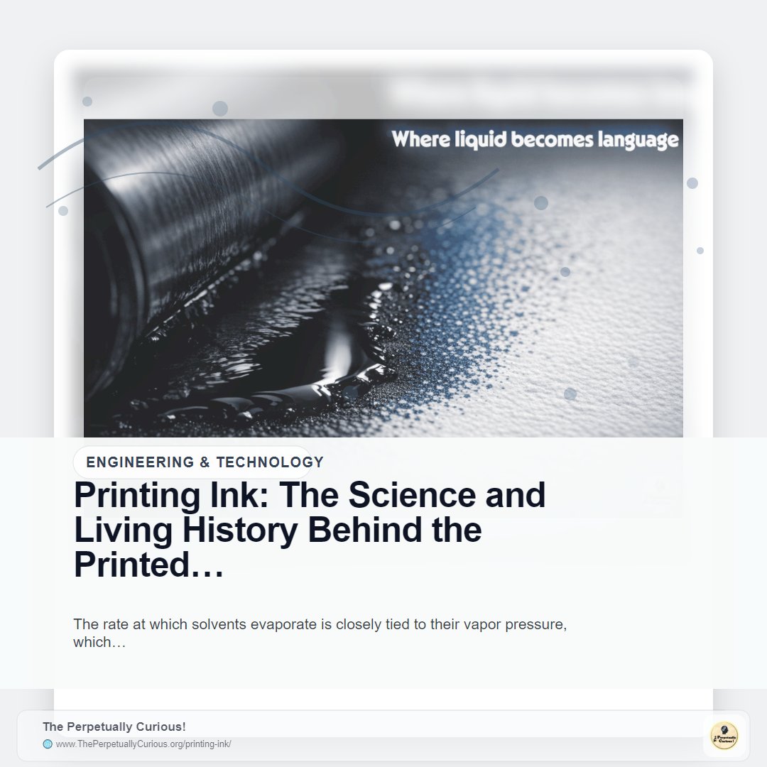 PerptllyCurious's tweet photo. 🖋️ A printed mark looks still, but its story begins in motion. Colorants, binders, flow, and substrate shape the trace that remains.

✍️ From liquid to language: https://t.co/7QPZKsVJ5H

Some marks outlast the moment that made them.

#PrintingInk #Chemistry #Technology https://t.co/PsMeTMqP1E