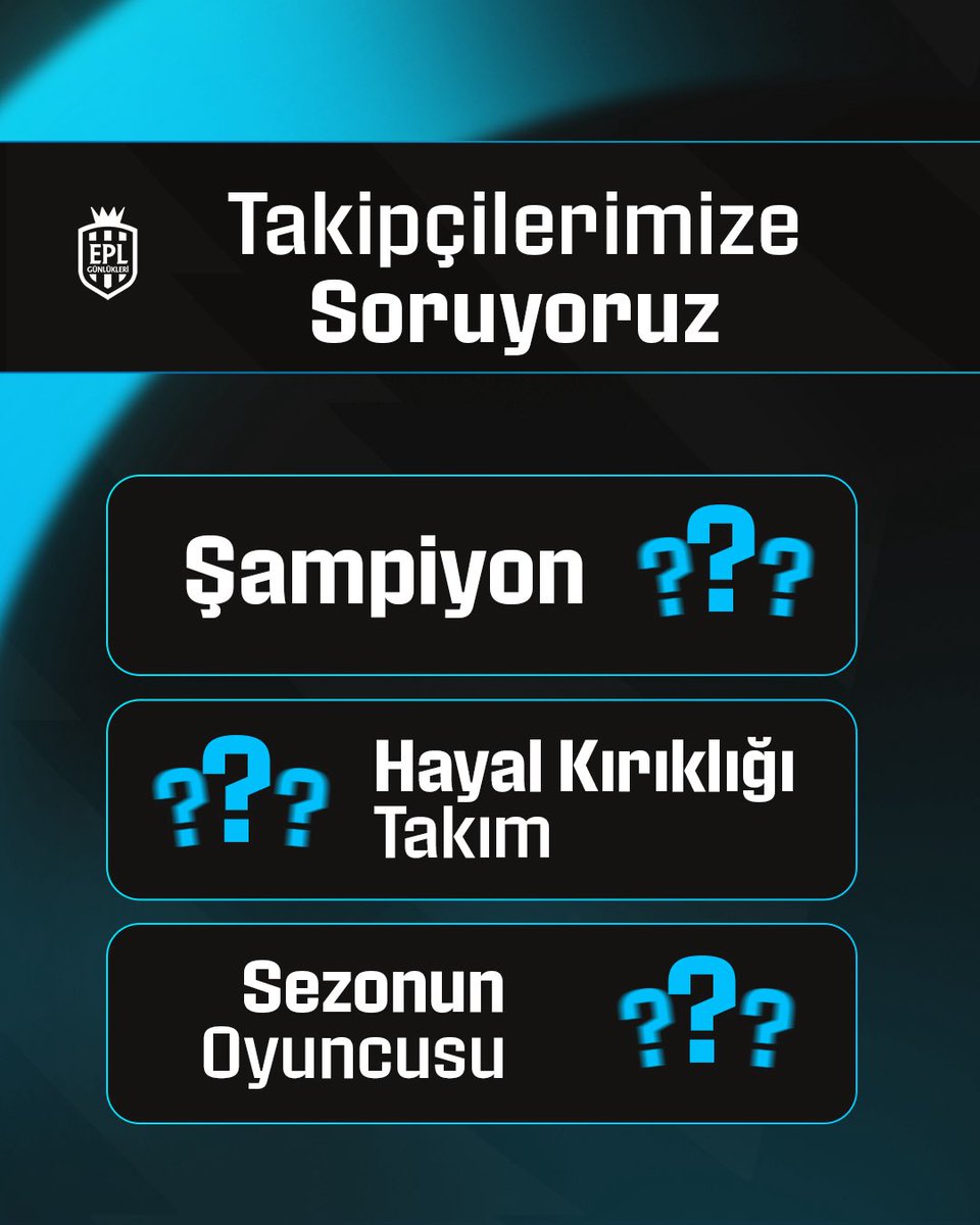 EPL_Gunlukleri's tweet photo. Ekibimizin Premier Lig’de sezon öncesi tahminleri:

Sizlerin de fikrini almak istedik. ✍️ https://t.co/H1XbZ86j4r