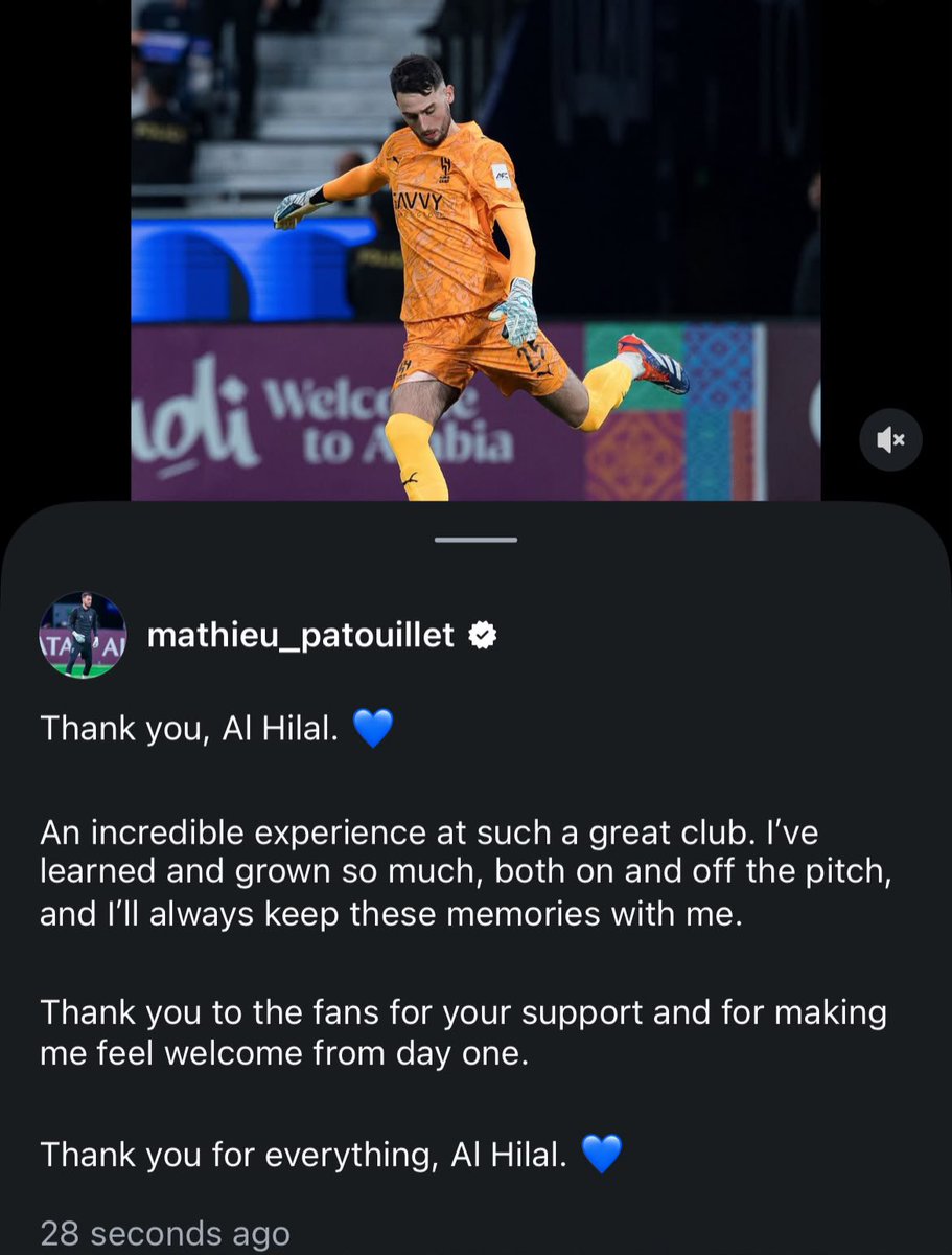 hilalstuff's tweet photo. 🚨🚨🚨— ماتيو يودع الهلال:  

شكرًا لك يا هلال

كانت تجربة لا تُنسى في نادي عظيم بهذا الحجم 

تعلمت وتطورت كثيرًا، داخل الملعب وخارجه وستظل هذه الذكريات حاضرة معي دائمًا

شكرًا للجماهير على دعمكم، وعلى جعلي أشعر بالترحيب منذ اليوم الأول

شكرًا على كل شيء، يا هلال💙💙 https://t.co/oir2KiGeQW