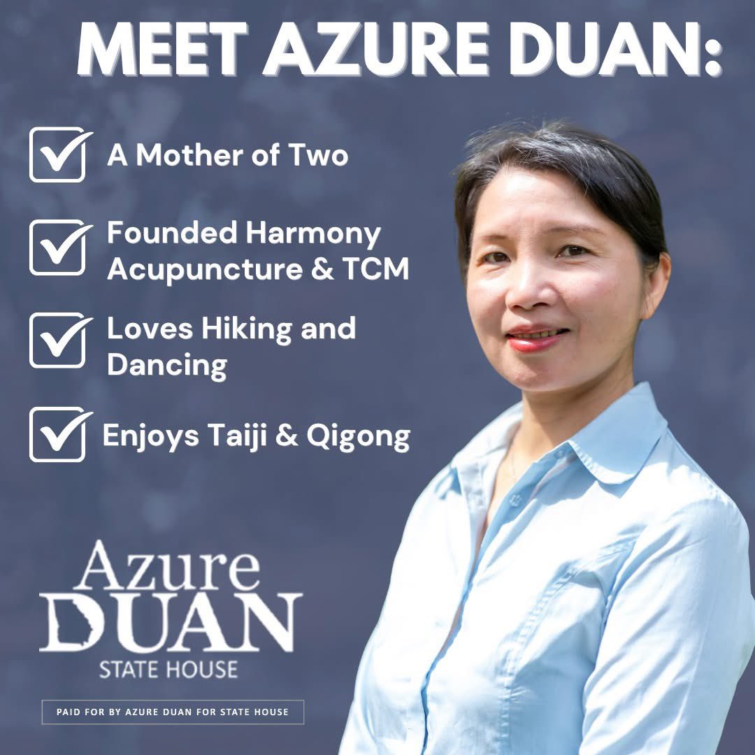 AzureDuanGA's tweet photo. Meet Azure Duan for Georgia House District 50! 🇺🇸

I’m running to bring common-sense leadership to our community, make life more affordable for Georgia families, and help build a stronger future for our children.

Join our campaign!🗳️ https://t.co/IptB7GR6LD https://t.co/v0ervVJw8T