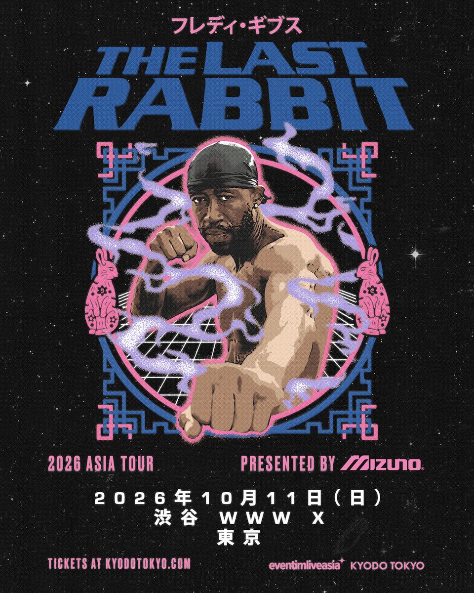 WWW_shibuya's tweet photo. 《X/NEW》10/11(SUN)
"Freddie Gibbs Last Rabbit Standing"

鋭いリリックと圧倒的なラップスキルで世界を魅了するFreddie Gibbs⚡️
⽇本への深い愛とともに、待望の来⽇公演が決定🇯🇵

LINE UP:
Freddie Gibbs @FreddieGibbs 

🎫https://t.co/IRClmNMci2

Freddie Gibbsは、批評家から絶賛された新作アルバム『Alfredo 2』を引っ提げ、The Alchemistとの⽶国ツアーを全公演完売で終え、新たなヘッドライン・ツアー「Last Rabbit Standing」をスタートさせる🔥

Freddie Gibbsは⻑きにわたり、ヒップホップ界で最も重要かつ唯⼀無⼆の存在であり続けてきた。その鋭利なリリック、卓越したテクニック、そしてありのままのストーリーテリングは、現代のラップのサウンドを形作ってきた。2004年のデビュー以来、インディアナ州出⾝の彼は、20作以上のミックステープ、8枚のEP、4枚のスタジオ・アルバム、そしてこのジャンルの⾦字塔となった数々のコラボレーション作品を通じて、世界中に熱狂的なファン層を築き上げてきた。

『Bandana』（2019年）やグラミー賞にノミネートされた『Alfredo』（2020年）でラッパーとプロデューサーのデュオという形式を再定義した後、Freddie GibbsとThe Alchemistは『Alfredo 2』においてその関係値をさらに⾼めた。この作品は、これまでで最も圧倒的なパフォーマンスで称賛を浴びた。このアルバムを原動⼒に全公演が完売した全⽶ツアーが実現し、ラップ界で最も競争⼒のある作品群を擁するトップクラスのライブ・パフォーマーとしての地位を確固たるものにした。

今、その勢いを全世界へ広げようとしている。「Last Rabbit Standing」は、アルバム『Alfredo 2』のリリース以来となる初の欧州・英国ヘッドライン・ツアーであり、また、⽇本公演となる。ヒップホップ界で最も安定感があり、観客を熱狂させるアーティストの⼀⼈が、絶頂期のパフォーマンスを披露する、とても貴重な機会となるだろう。息をのむようなラップの展開と飾り気のないステージ・プレゼンスで知られるFreddie Gibbsは、レコーディングでもライブでも、他者が追随し難い基準を打ち⽴て続
けている。

Pusha T、Killer Mike、Anderson .Paak、Yasiin Bey、Tyler, the Creator、Gucci Mane、Jay Rock、Young Thugなどとのコラボレーション実績に加え、『グランド・セフト・オート』、『マックス・ペイン』、『NBA2K』といった主要ゲームシリーズにも楽曲が採⽤され、世界的な影響⼒を持つ、この世代を代表する唯⼀無⼆のテクニシャンとして君臨している。

アルバム・ジャケットやMVで、⽇本⽂化への深い愛を感じさせる親⽇家として知られるFreddie Gibbs、遂に単独公演が決定🌏

ℹ️https://t.co/dsC8nFUux1