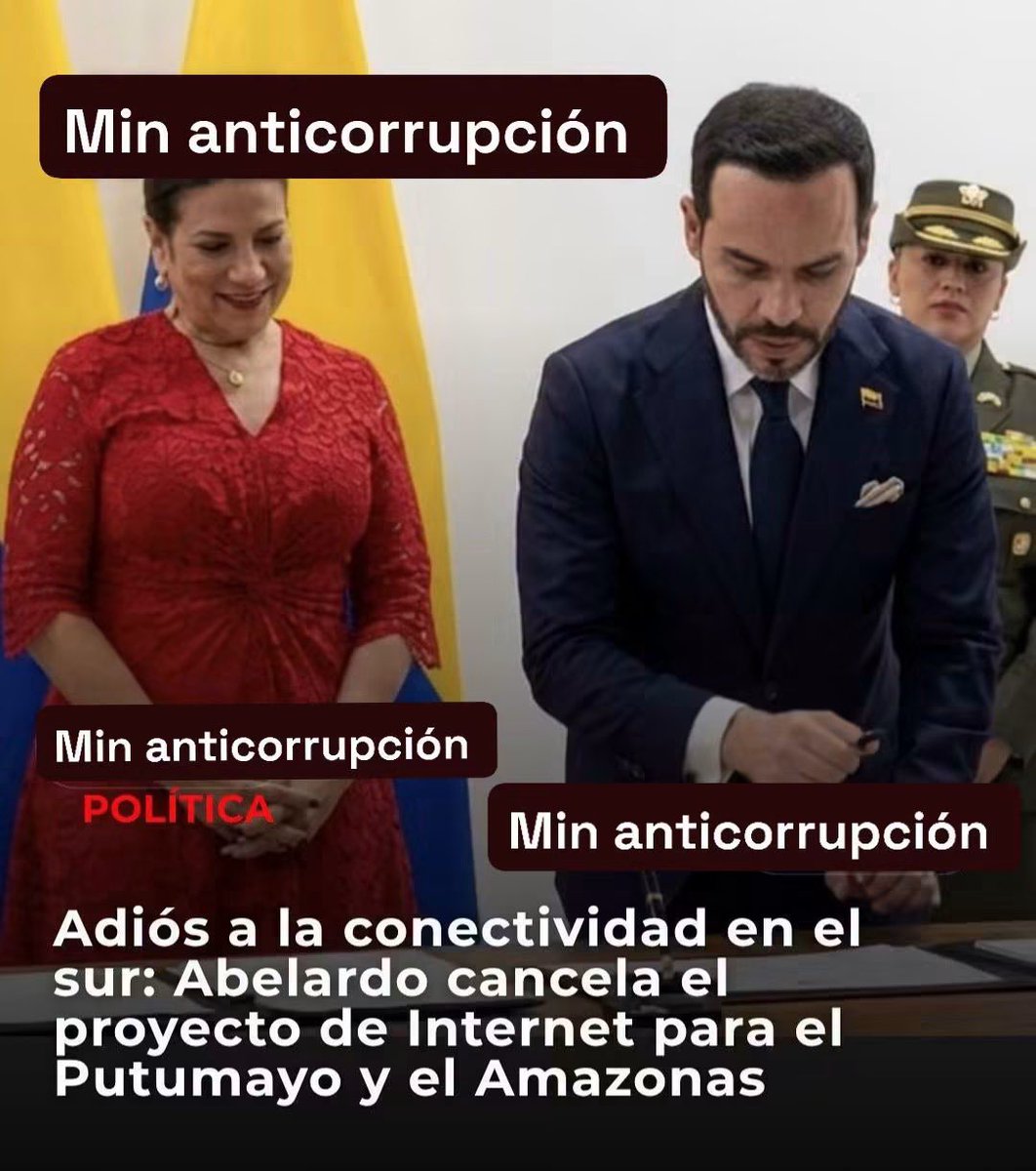 ElizbethCristi7's tweet photo. ¡Abelardo apaga la conexión! Cancelar la fibra óptica para Amazonas y Putumayo no es “ahorrar”: es condenar a miles de familias al aislamiento digital. Mientras el país necesita más conectividad, el nuevo Gobierno cancela proyectos. ¿Ese es el amor a la patria que prometieron? https://t.co/1qZpV6pGAn