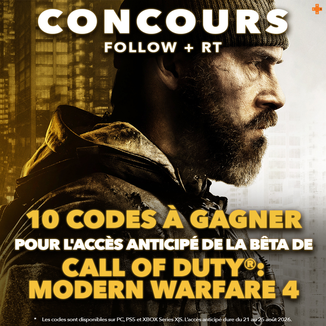 Gameblog's tweet photo. Concours Call of Duty®: Modern Warfare 4 🎁🔥

Tentez de remporter l'un des 10 codes à gagner pour accéder à l'accès anticipé de la bêta* du prochain jeu @CallofDutyFR !

Pour participer :
👉 Follow @Gameblog + RT ce post
🗨️ Dites-nous sur quelle plateforme vous souhaitez y jouer

Tirage au sort le 21 août.
(Les codes seront envoyés entre la soirée du 21 et la matinée du 22 août)
___
*L'accès anticipé de la bêta sera lancé dès la fin du COD NEXT le 21 août et se terminera le 25 août 2026.