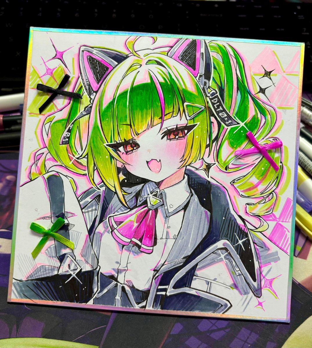 vstationmy's tweet photo. 今回頼んだ色紙アートです！
そして遅れの誕生日おめでとうございます！

絵師さん：iiiiun_uxu (https://t.co/cNWCc5vM9S)
#Δrt https://t.co/D6ZKsfvsW6