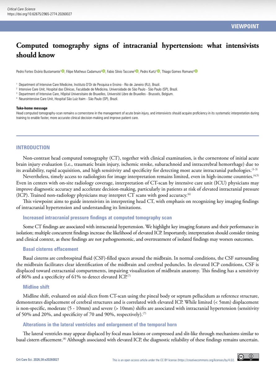 OrlandoRPN's tweet photo. Artículo obligado para todos los que tratan pacientes Neurocríticos 🧠 en Urgencias o Terapia Intensiva

Qué datos buscar en una TC relacionados con Hipertensión Intracraneal 📈🧠

https://t.co/wFuzFxn45u https://t.co/V8FTNX8Voj