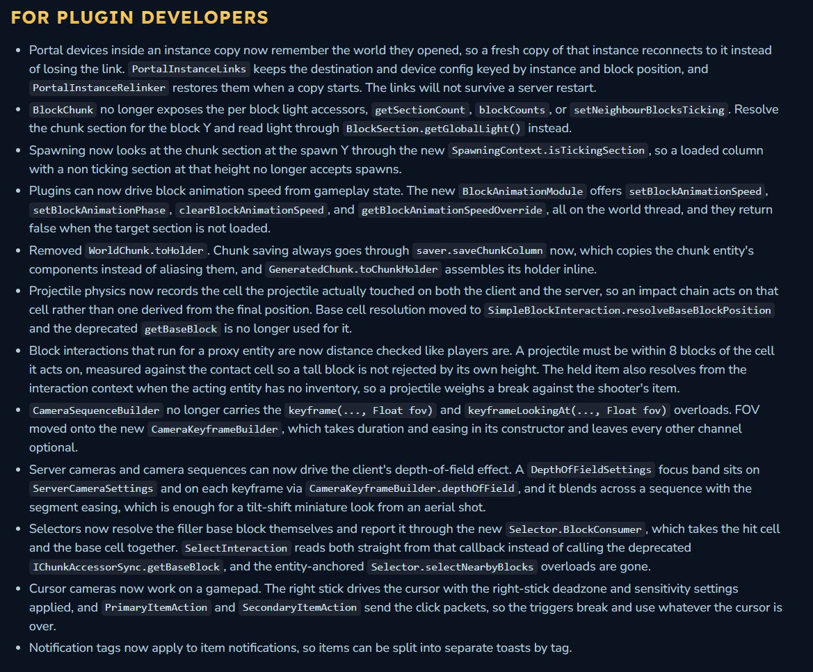 HytaleModding's tweet photo. Update 6 (Pre-Release 13) - MODDER FACING CHANGES https://t.co/dP1UqqpVOI
