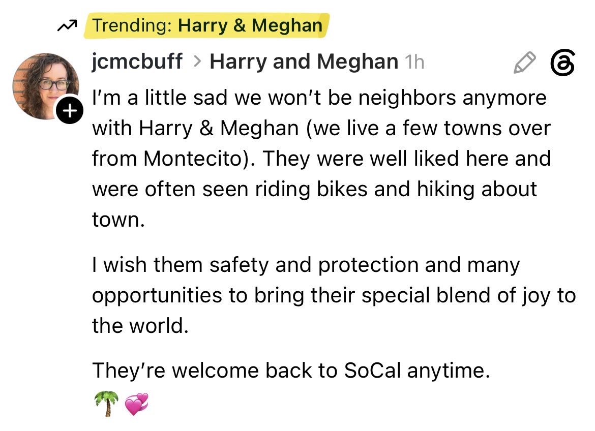 meg4_strawberry's tweet photo. Montecito neighbors adore them. This thread is so lovely. Montecito is literally the perfect home base. Sunny, beaches, mountains, gardens, peaceful town. The perfect place to raise their children 🥹 https://t.co/L3MHyL8PWb