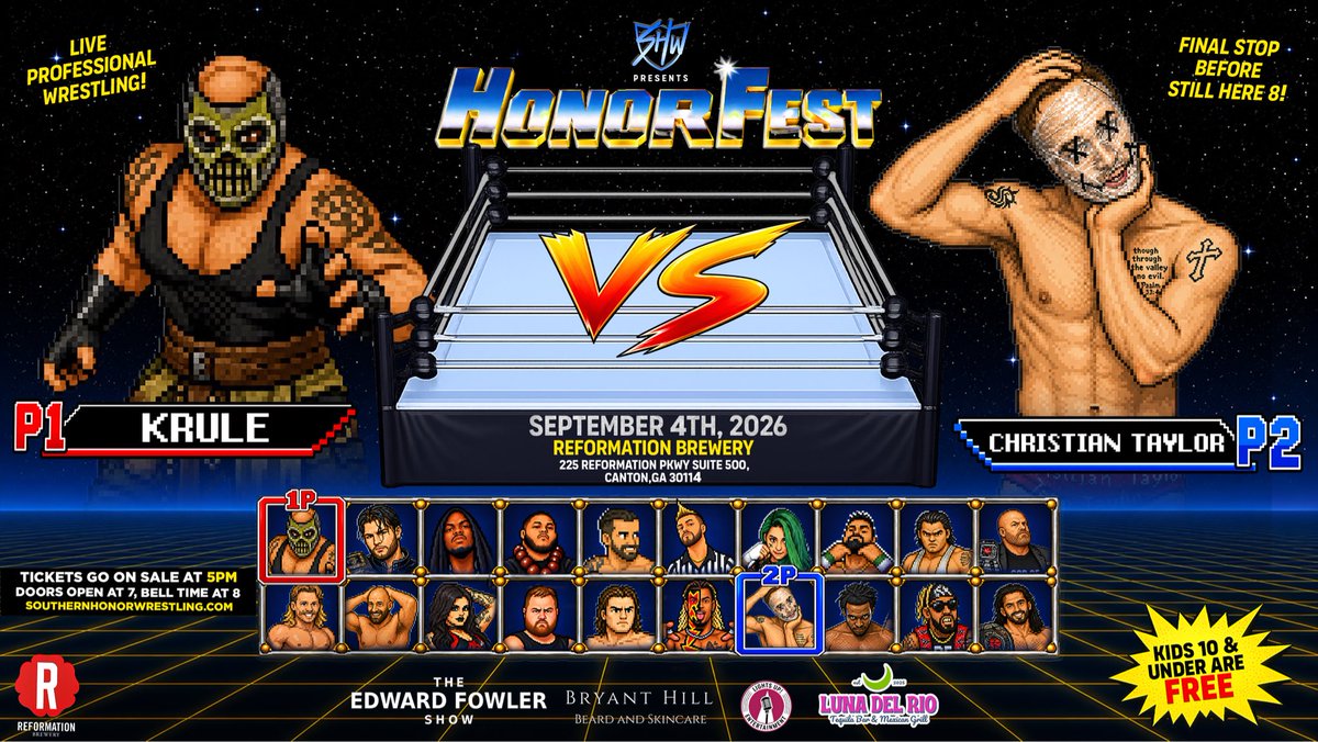 SHonorWrestling's tweet photo. At the #RumbleJack, a very unstable Christian Taylor made himself a dangerous new enemy — The Atrocity Krule! Christian may have a few screws loose, but that might be exactly what it takes to stand across the ring from the monster at #SHW85: HonorFest on September 4th! https://t.co/JPqzhsuyNQ