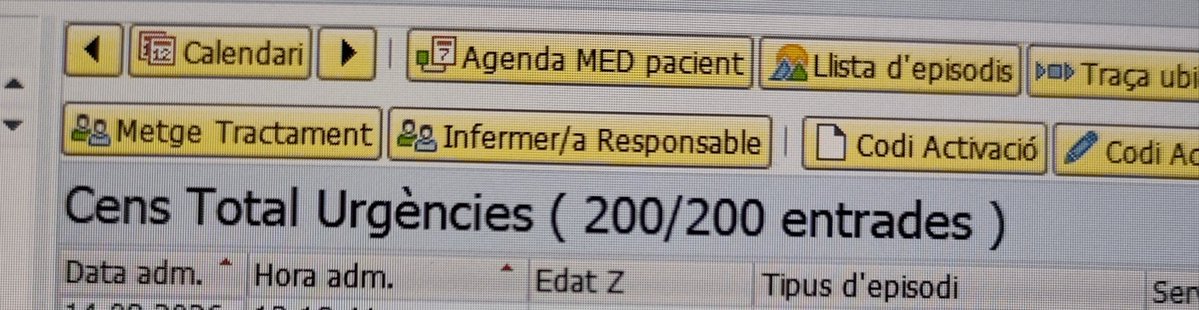 UrgenPSMar's tweet photo. 20/08/2026
200 pacients a Urgències de l'Hospital del Mar 
55 superen les 24 hores, dels quals 17 superen els 80 anys 
51 pendents d'ingrés 
El més antic supera les 146 hores, té 94 anys
86 anys, 98 hores
94 anys, 96 hores
91 anys, 71 hores
81 anys, 59 hores
90 anys, 55 hores https://t.co/QXpCmdVgV0