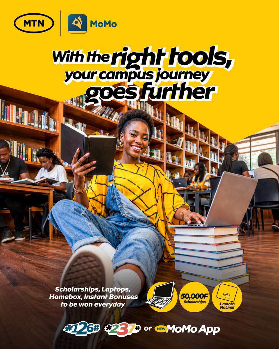 your_favoriti's tweet photo. Make a momo transaction of 5,237+ 

Or

Buy a bundle of 237+ via *237#

And stand a chance to win some really cool stuff from MTN🥰😁😮‍💨

💰50,000 FCFA + 💻 PC + 📡 Internet box + data plan.🚀🚀🚀

#MTNBackToSchool #CetteRentreeOnGere #MTNPioneerAndLeader https://t.co/b2D5NOqEOG