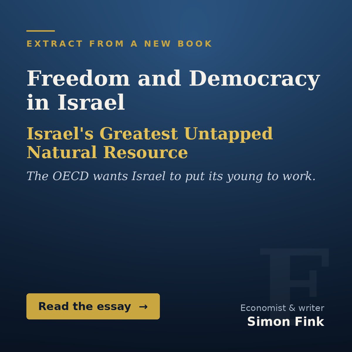 Simonfink2026's tweet photo. The Haredi community is not Israel’s burden – it is Israel’s greatest economic opportunity