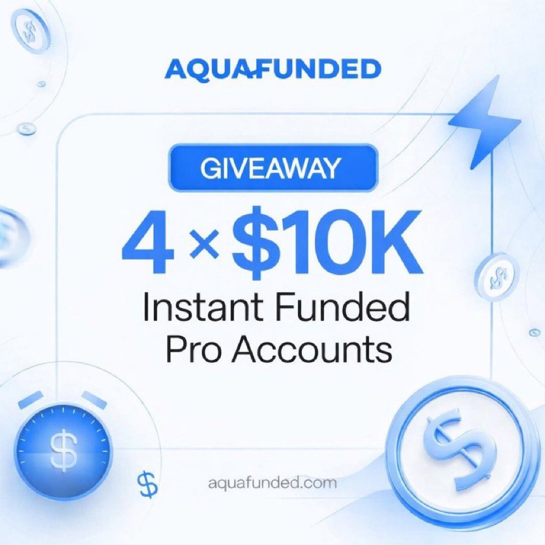 Joserioforex's tweet photo. 🚨 GIVEAWAY 🚨

🌊 4 x $10k Giveaway Alert 🌊

💧Follow @AquaFunded  @lewisaquafunded @Joserioforex 

💧Also Follow: @pips_daily @BeaTrades_ @shepherd__fx 

💧Like, retweet 

💧Tag 3 Traders 

Winners will be announced in 72hrs https://t.co/OLhDTSUWKH