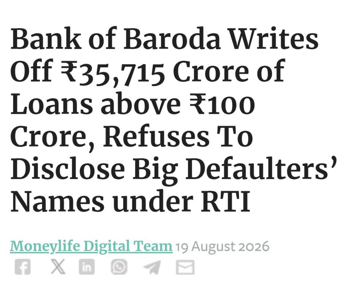 venkat_fin9's tweet photo. Hello @bankofbaroda,

Release the names of every defaulter you gave loans to who took the money and then showed you their back.

Don’t you have any shame or accountability? Stop protecting wilful defaulters. Drag them to court, recover every rupee, and publicly disclose the names and details wherever legally permitted.

If you cannot even recover public money from those who walked away with it, what exactly is the purpose of running a public-sector bank?