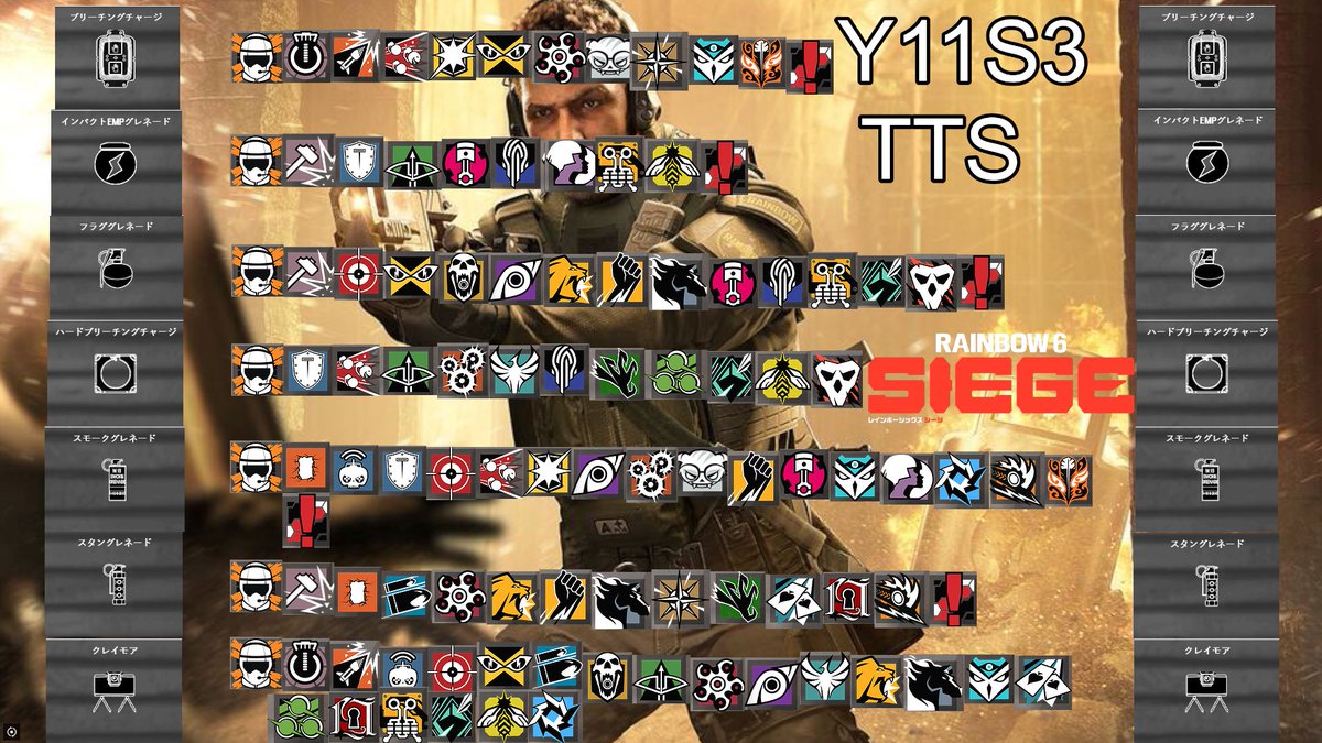 hyougano_yuki's tweet photo. R6S Y11S3 TTS 攻撃オペレーター　     
サブガジェットざっくり早見表          

 #R6S #シージ https://t.co/zBcWcqwdwX