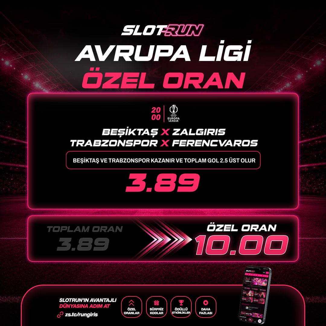 slotrunresmi's tweet photo. ⚡️ Beşiktaş ve Trabzonspor maçına özel oran Slotrun’da yükseldi!

Seçim: Beşiktaş ve Trabzonspor kazanır + Toplam Gol 2.5 Üst 

❌ Normal Oran 3.89
✅ Slotrun Özel Oranı: 10.00

�� Temsilcilerimizin galibiyeti, özel oranımıza da uğur getirecek! https://t.co/wlkIlY8St1