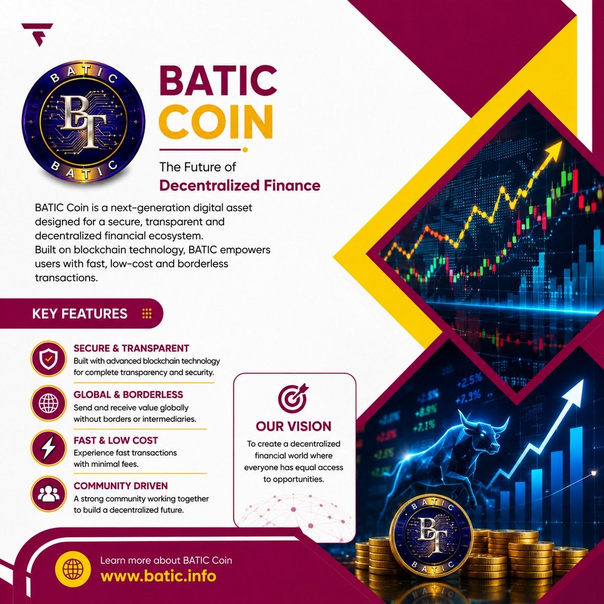 InfoBatic's tweet photo. 🚀 The Future of Decentralized Finance is Here! 🌐
BATiC Coin — built for a secure, transparent, fast & borderless financial ecosystem. 💎
Together, we’re building a decentralized future where opportunities are accessible to everyone. 🔥
#BATiC #BATiCCoin #Crypto #Blockchain #DeFi #DecentralizedFinance #DigitalAsset #Web3 #CryptoCommunity #BlockchainTechnology #FutureOfFinance #CryptoEcosystem #FinancialFreedom #BGEN #BATiCCommunity
