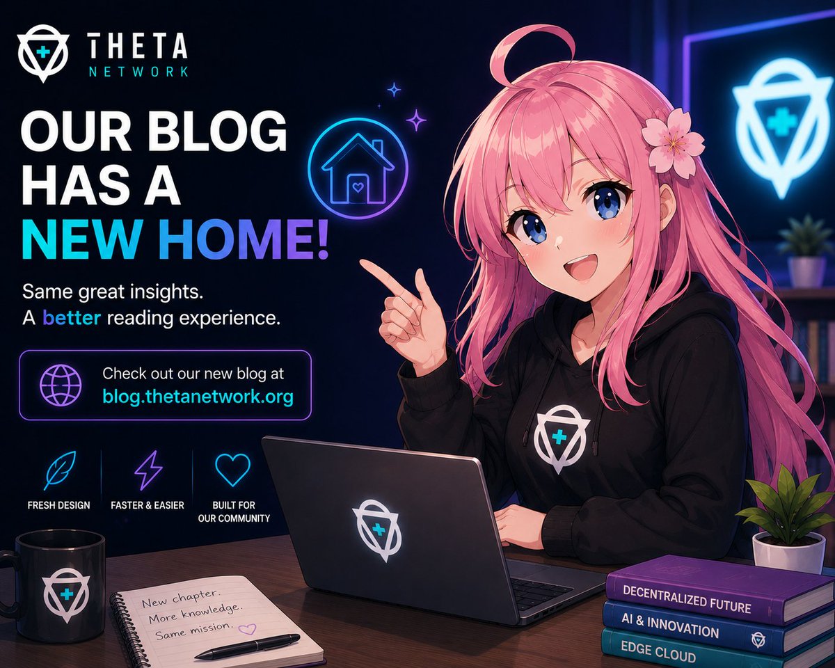 Thetasaku's tweet photo. 🌸 Theta’s blog has a new home!
A fresh space for the latest on AI, EdgeCloud, ecosystem updates, partnerships & everything Theta is building. ⚡💙
New home. Same mission. More to come. 🚀
Read the announcement 👇
https://t.co/sFzY6Q4TTQ
#ThetaNetwork #ThetaEdgeCloud https://t.co/NbPZfbo5xG