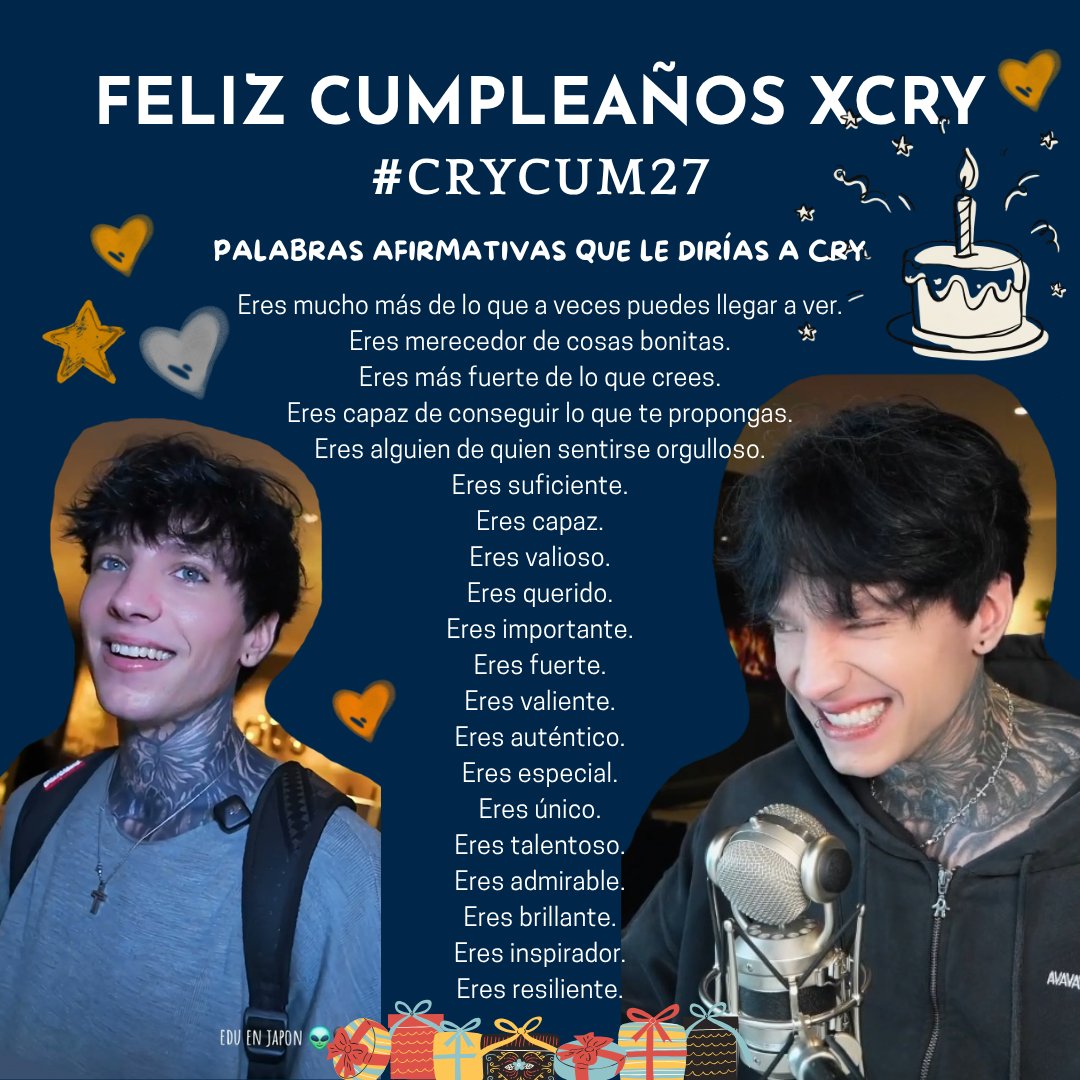 Cryboyerever's tweet photo. Nuestro piboncito necesita escuchar palabras afirmativas para creérselo realmente, deja tus palabras afirmativas más la tendencia FELIZ CUMPLE XCRY
#CryCum27 https://t.co/g0eq0YQ8XO
