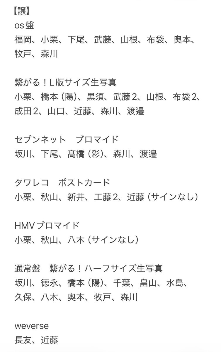 chanchy0728's tweet photo. AKB48 AKB 交換 トレ
好きish

【譲】
画像参照

【求】
伊藤（セブンネット）
山内（os盤、通常盤、セブンネット）
山﨑（L版、セブンネット）

異種も検討しますが、（　）内のものを優先的に希望しています。

郵送or 9/12.13大阪 https://t.co/a5Ahxnh4xS