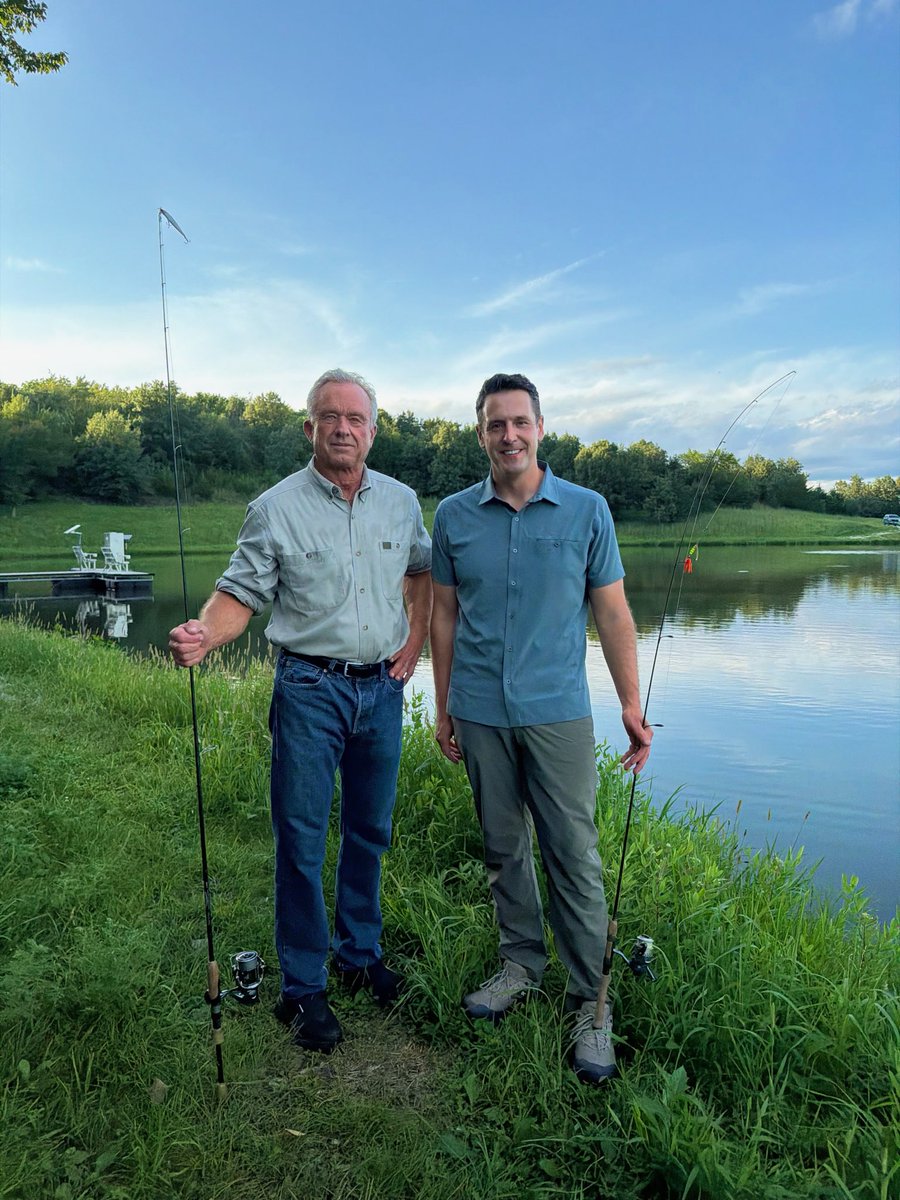 RobertKennedyJr's tweet photo. Bream fishing in St. Marys, Iowa, with MAHA gubernatorial race superstar and regenerative farmer Zach Lahn. #GetOutside #LiveRealLife https://t.co/Hvr5QRTsfm