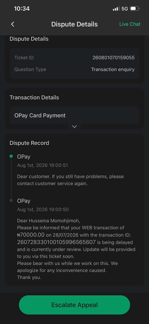 MHusaynah's tweet photo. On 28 July, I made a ₦70,000 transfer from my @OPay_NG account to my @piggyvest account. The transaction showed as successful, but the money was never credited to PiggyVest. @cenbank https://t.co/8sR2W0AGd5