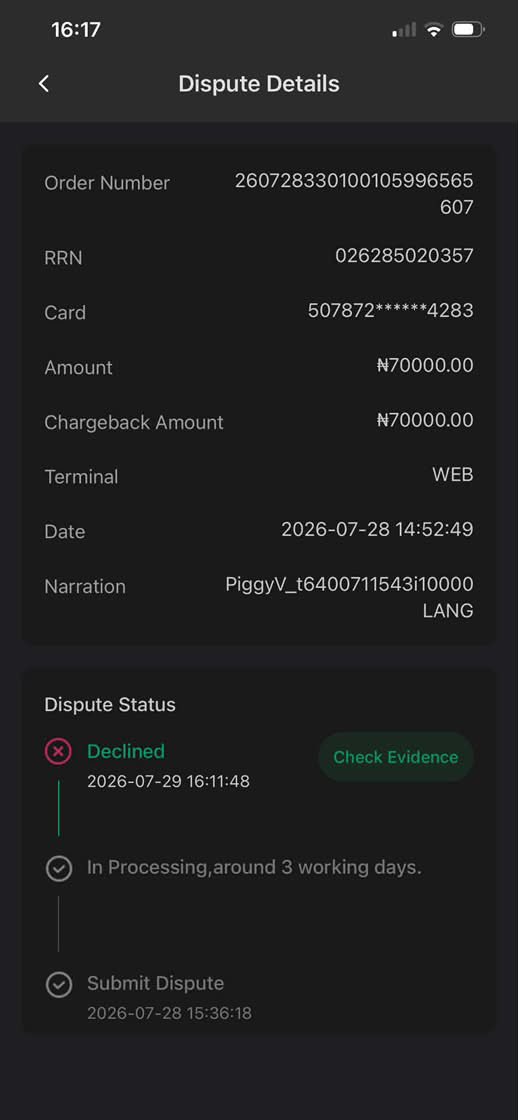 MHusaynah's tweet photo. On 28 July, I made a ₦70,000 transfer from my @OPay_NG account to my @piggyvest account. The transaction showed as successful, but the money was never credited to PiggyVest. @cenbank https://t.co/8sR2W0AGd5