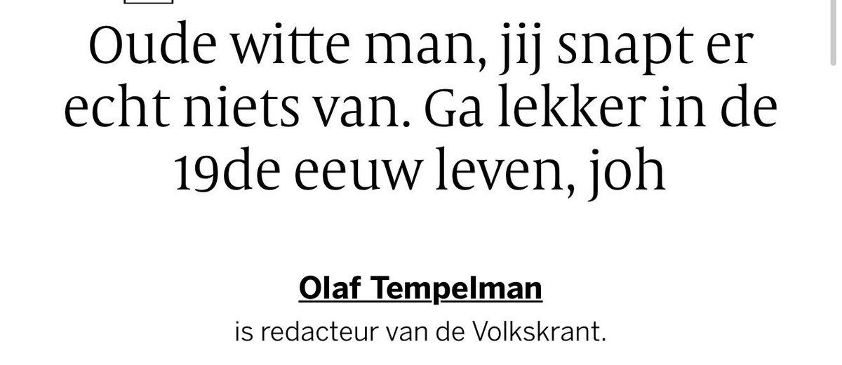 PouwTheo's tweet photo. Heel bijzonder hoe er tegenwoordig tegen me wordt aangekeken. 
Ik heb geen dag mijn hand opgehouden, behoorlijk wat belasting afgedragen en geen strafblad. 

Maar ineens…… ben ik een paria, een verstoteling.

Ik troost mij met de gedachtes dat ik niet wit maar blank ben. https://t.co/VyRgi6RPCv
