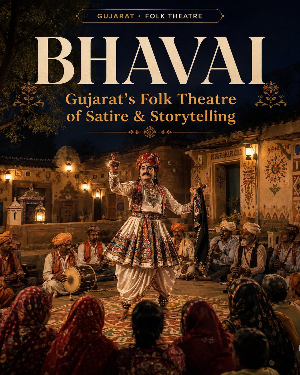 PAI_Work's tweet photo. Bhavai is more than Gujarat’s folk theatre—it is a living tradition where music, humour, storytelling and social commentary come together to hold a mirror to society. 🎭🇮🇳 @CSEPlanB @IndiaFutureAI @phimaanshu https://t.co/cv8OSrZDGt