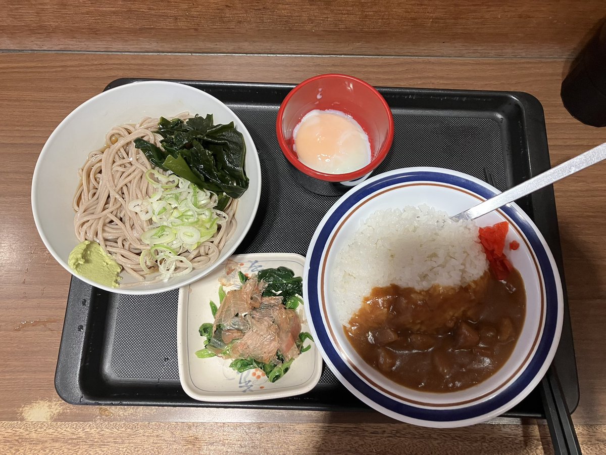 orenomeshiroku's tweet photo. 8月20日　朝食　東京都北区
名代富士そば
朝そば（冷やし）　カレーセット
美味也
東京の朝はそばに限る！ https://t.co/OF5I7PPs4W