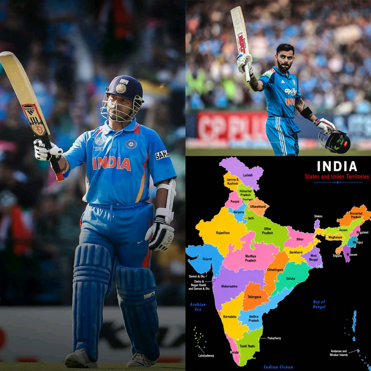 Shebas_10dulkar's tweet photo. Most International Runs
(In each Indian States/Union Territories)

3051 - Sachin Tendulkar (𝗠𝗮𝗵𝗮𝗿𝗮𝘀𝗵𝘁𝗿𝗮)
1586 - Virat Kohli (𝗚𝘂𝗷𝗮𝗿𝗮𝘁)
1403 - Sachin Tendulkar (𝗞𝗮𝗿𝗻𝗮𝘁𝗮𝗸𝗮)
1368 - Sachin Tendulkar (𝗪𝗲𝘀𝘁 𝗕𝗲𝗻𝗴𝗮𝗹)
1224 - Sachin Tendulkar (𝗣𝘂𝗻𝗷𝗮𝗯)
1160 - Sachin Tendulkar (𝗧𝗮𝗺𝗶𝗹𝗻𝗮𝗱𝘂)
1060 - Sachin Tendulkar (𝗗𝗲𝗹𝗵𝗶)
  975 - Virat Kohli (𝗔𝗻𝗱𝗵𝗿𝗮 𝗣𝗿𝗮𝗱𝗲𝘀𝗵)
  776 - G Vishwanath (𝗨𝘁𝘁𝗮𝗿 𝗣𝗿𝗮𝗱𝗲𝘀𝗵)
  692 - Sachin Tendulkar (𝗠𝗮𝗱𝗵𝘆𝗮 𝗣𝗿𝗮𝗱𝗲𝘀𝗵) 
  678 - Virat Kohli (𝗧𝗲𝗹𝗮𝗻𝗴𝗮𝗻𝗮)
  559 - Virat Kohli (𝗝𝗵𝗮𝗿𝗸𝗵𝗮𝗻𝗱)
  471 - Sachin Tendulkar (𝗢𝗱𝗶𝘀𝗵𝗮)
  468 - Sachin Tendulkar (𝗥𝗮𝗷𝗮𝘀𝘁𝗵𝗮𝗻)
  407 - Virat Kohli (𝗔𝘀𝘀𝗮𝗺)
  374 - Asghar Afghan (𝗨𝘁𝘁𝗮𝗿𝗮𝗸𝗵𝗮𝗻𝗱)
  359 - Virat Kohli (𝗞𝗲𝗿𝗮𝗹𝗮)
  350 - Virat Kohli (𝗛𝗶𝗺𝗮𝗰𝗵𝗮𝗹 𝗣𝗿𝗮𝗱𝗲𝘀𝗵)
  241 - Aravinda de Silva (𝗚𝗼𝗮)
  180 - Navjot Sidhu (𝗖𝗵𝗮𝗻𝗱𝗶𝗴𝗮𝗿𝗵)
  143 - Phil Simmons (𝗛𝗮𝗿𝘆𝗮𝗻𝗮)
  137 - Ruturaj Gaikwad (𝗖𝗵𝗮𝘁𝘁𝗶𝘀𝗴𝗮𝗿𝗵)
  90 - Allan Border (𝗝𝗮𝗺𝗺𝘂 & 𝗞𝗮𝘀𝗵𝗺𝗶𝗿)  
  88 - Andy Waller (𝗕𝗶𝗵𝗮𝗿)