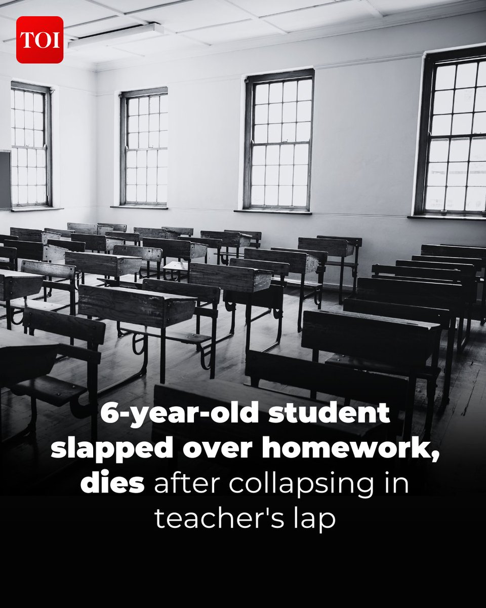 timesofindia's tweet photo. A six-year-old boy collapsed and died in a #classroom at a private #school in the Town Kotharoad locality under One-Town #police station limits in #Vizag city on Thursday, with his family alleging that he was beaten by a woman teacher for not completing his #homework.

For more details 🔗 https://t.co/BOaPzHLz7F

Dive deeper into the story with the TOI App 👉 https://t.co/ogFaRsUKyn

#Visakhapatnam #AndhraPradesh #Education #Schools #Teacher #Study