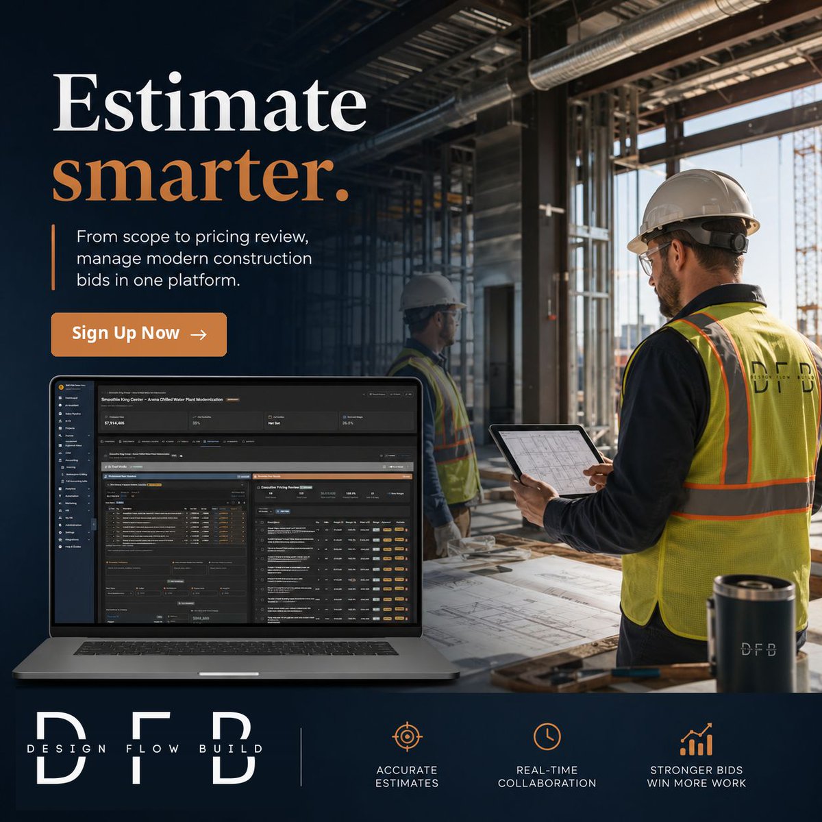 DesignFlowBuild's tweet photo. When the client signs, the estimate shouldn't need re-keying. A won estimate becomes the live job budget in the same platform, so committed costs, change orders, and billing all reference the original estimate. #preconstruction #jobcosting

Get started: https://t.co/IVxDaGsz8y https://t.co/9EQrToVCbr