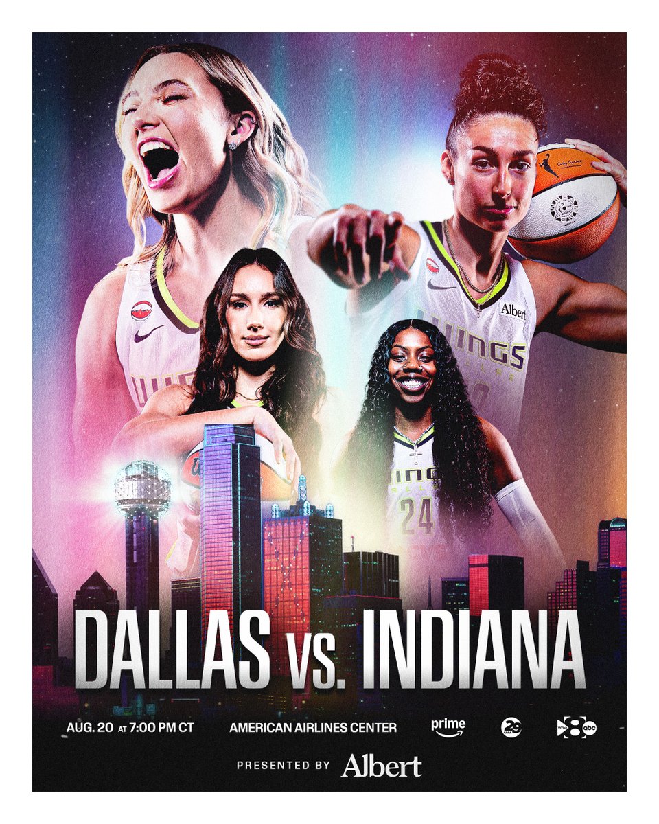 DallasWings's tweet photo. Primetime just got better with @albertapp 🍿

🆚 Indiana Fever
📍American Airlines Center
🕗 7pm CT
📺 Prime Video | KFAA/WFAA https://t.co/q0Outt4lax