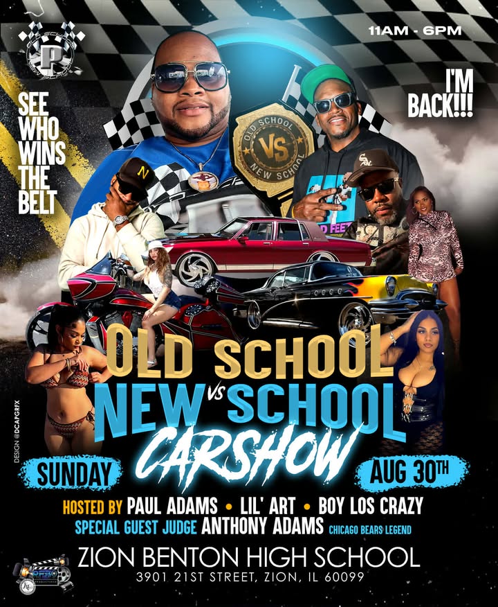Godxilla414's tweet photo. What's good Motorheadz! If you're in the Wiscsonsin/Illinois area and you're trying to get your car featured here is our next stop in the area. We will be at the Old School vs. New School car show in Zion, Il on August 30th. We're looking forward to seeing you all then! https://t.co/0xotRnkVu5