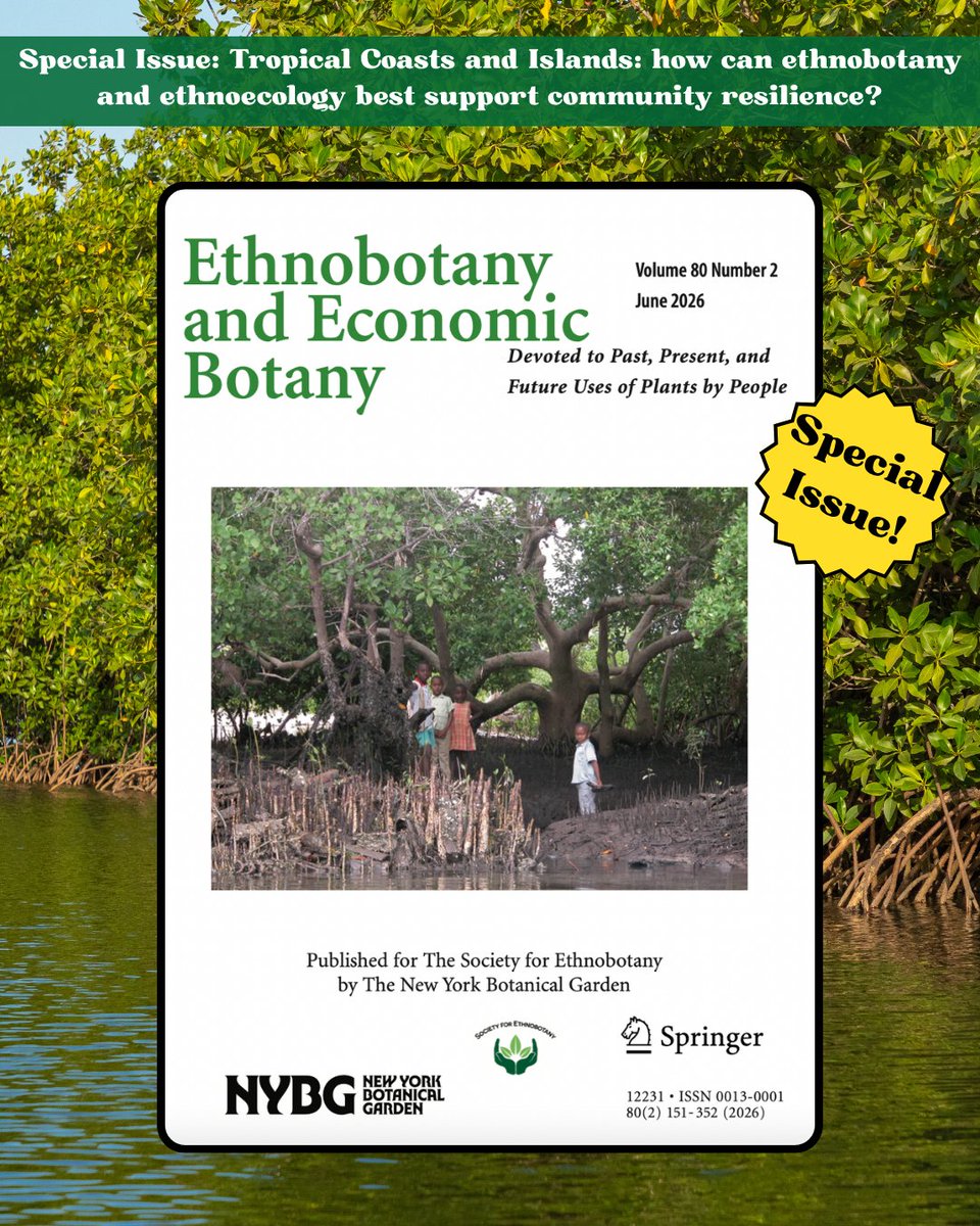 SEBotany's tweet photo. Don't miss Ethnobotany and Economic Botany's Special Issue!
Tropical Coasts and Islands: How can ethnobotany and ethnoecology best support community resilience?
๐ป Log in at https://t.co/3DaULZwvtm to read all nine excellent papers!
#Sebotany #economicbotany #ethnobotany https://t.co/qoYOTyJL07
