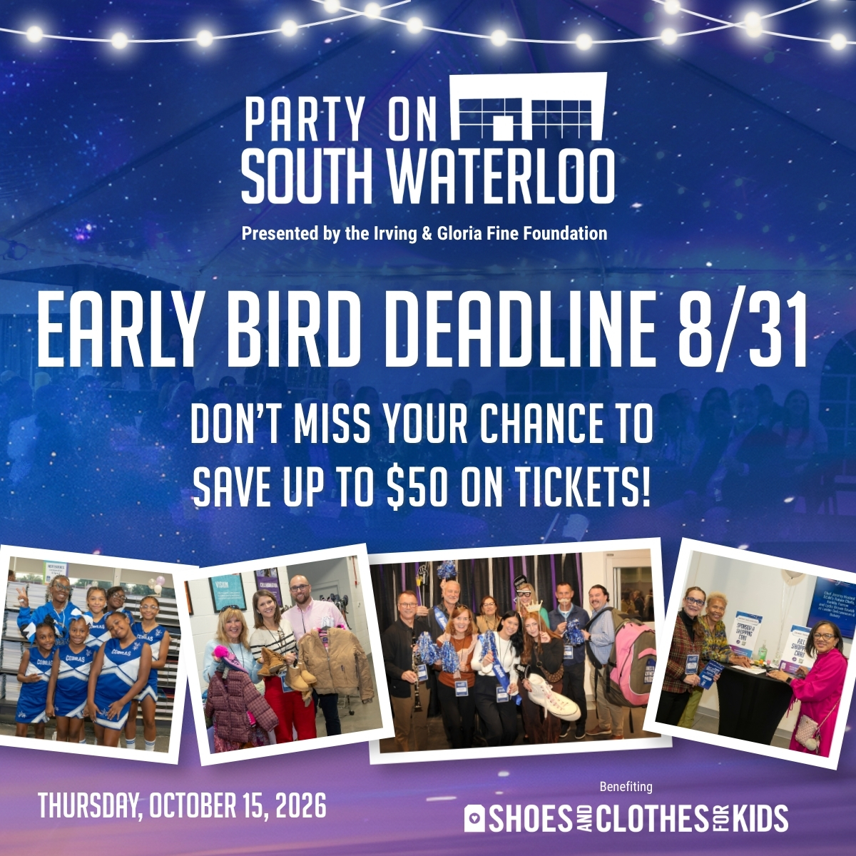 SC4K's tweet photo. ⏰ Early bird pricing for Party on South Waterloo ends 8/31! Save up to $50 when you register today for our biggest event of the year. Reserve your spot: https://t.co/vT0yzOYIDE https://t.co/SWHnWSoHrT