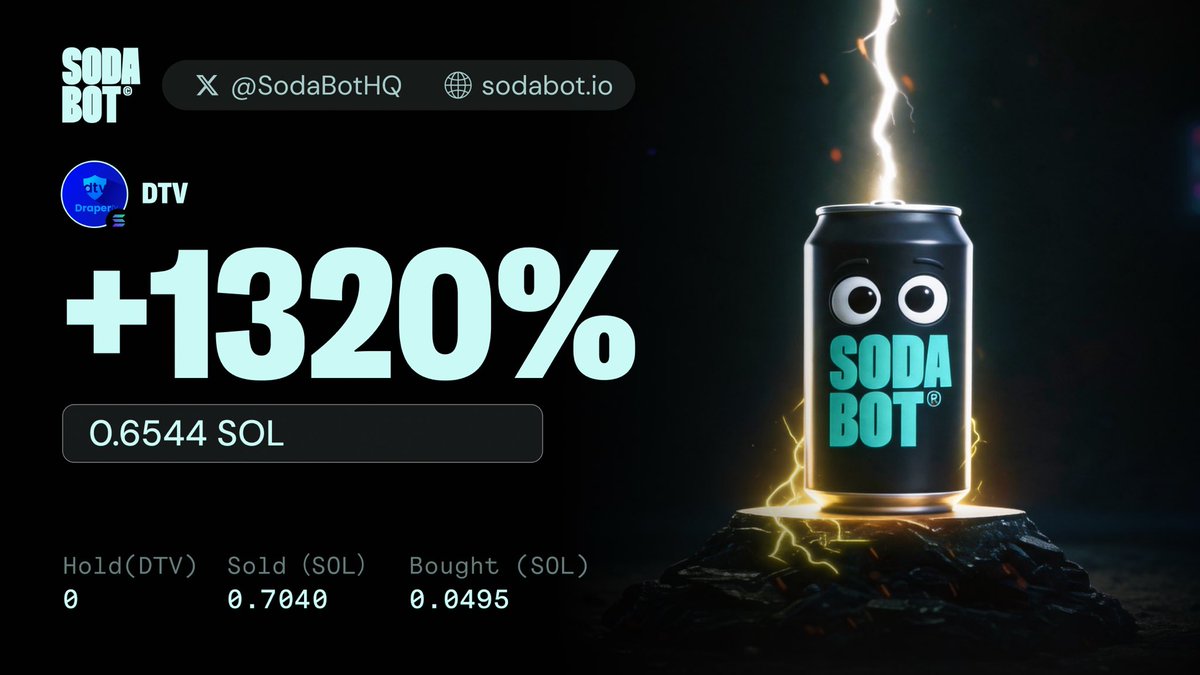 SodabotAI's tweet photo. 14X ON $DTV - thanks to our Copy Trading Agent

Proof below 👇

> DexScreener: https://t.co/o4TzNGXUfe
> Txhash: https://t.co/2QB8A18yr1
> Chain: #BSC https://t.co/sbcXGfh1Um